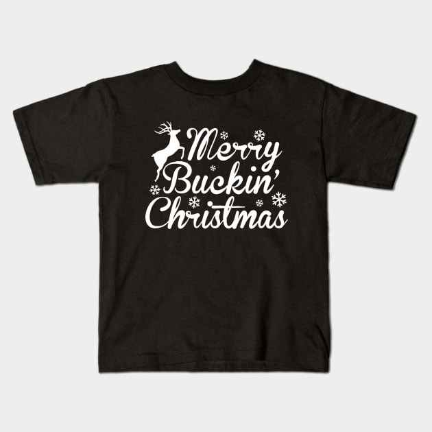 merry buckin' christmas Kids T-Shirt by crackdesign